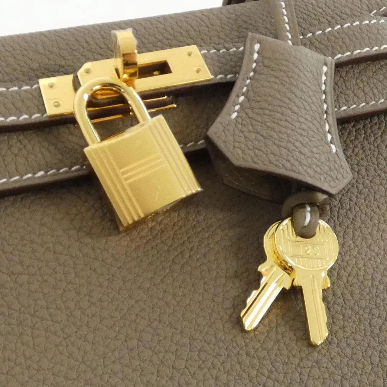 HERMES Kelly 044624CC Handbag Togo Etoupe Togo Leather Unused - Thumbnail 4