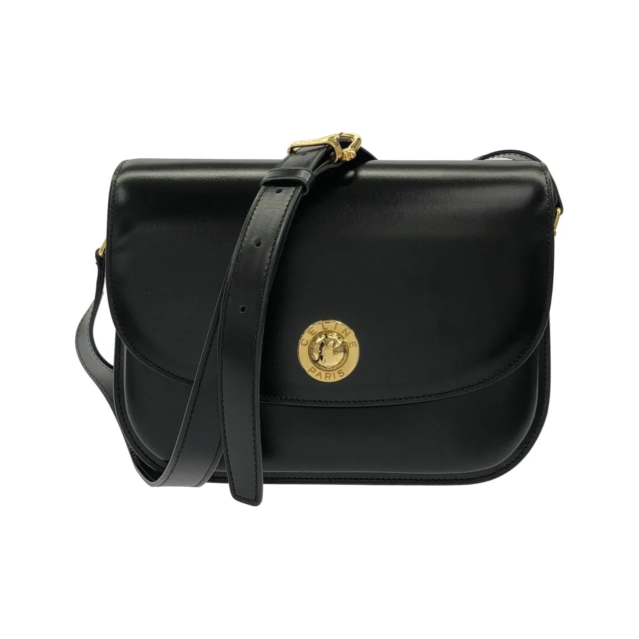 CELINE Shoulder Leather Black