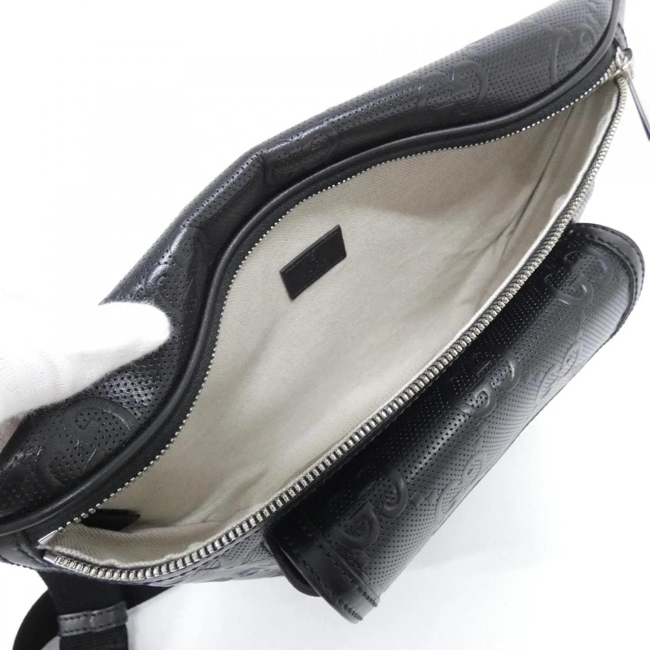 GUCCI 645093 1W3CN Belt Leather Black Leather - Thumbnail 6