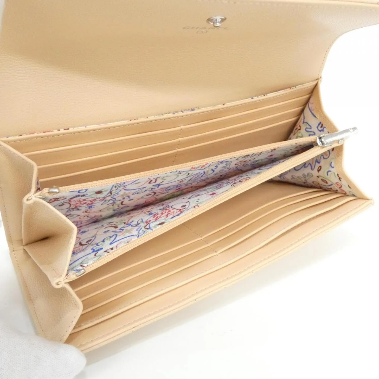 CHANEL AP4327 Wallet Grained Calfskin 米色 荔枝紋牛皮 未使用品 - 縮圖 4