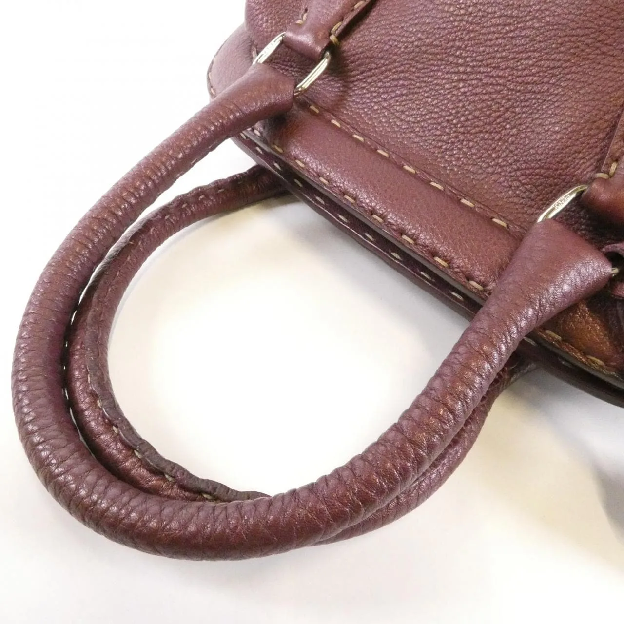 FENDI Peekaboo 8BN127 NDV Handbag Leather 酒紅色 皮革 中古品B - 縮圖 3