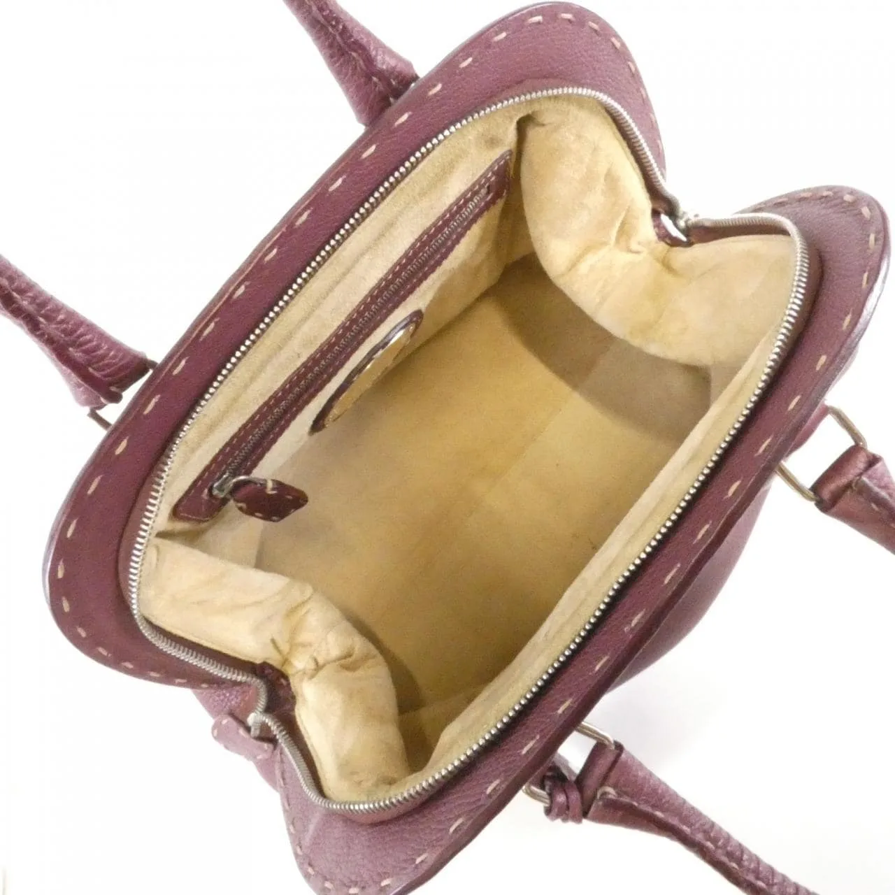 FENDI Peekaboo 8BN127 NDV Handbag Leather 酒紅色 皮革 中古品B - 縮圖 5