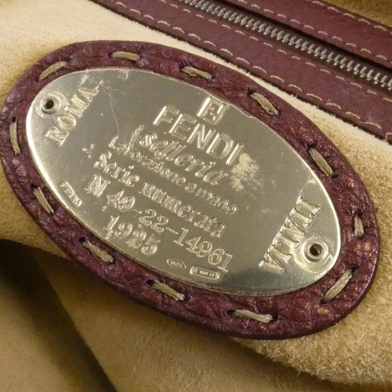 FENDI Peekaboo 8BN127 NDV Handbag Leather 酒紅色 皮革 中古品B - 縮圖 6