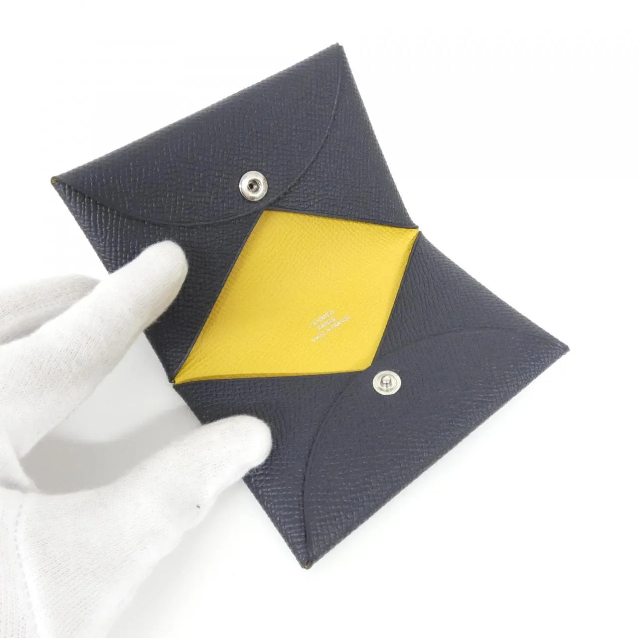 HERMES 078475CK Card Case Epsom 藍色 Epsom 皮 中古品A - 縮圖 3