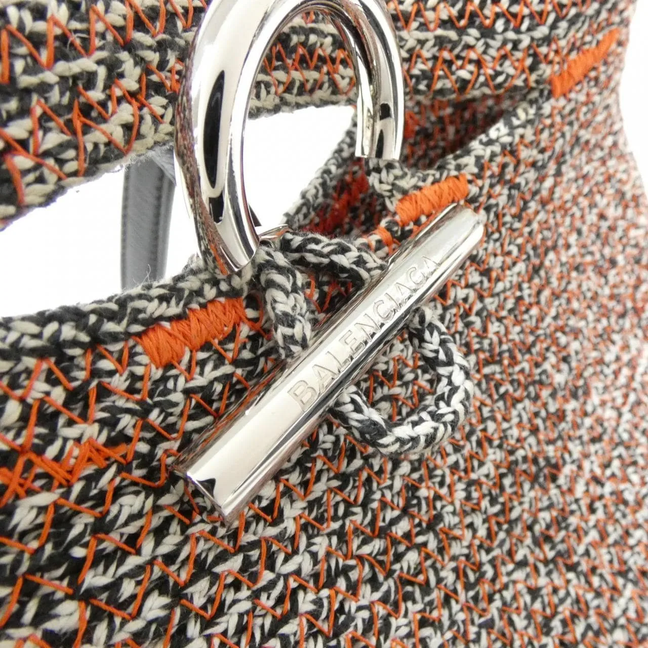 BALENCIAGA 380687 KZF1N Handbag Canvas 黑色 帆布 中古品B - 縮圖 4