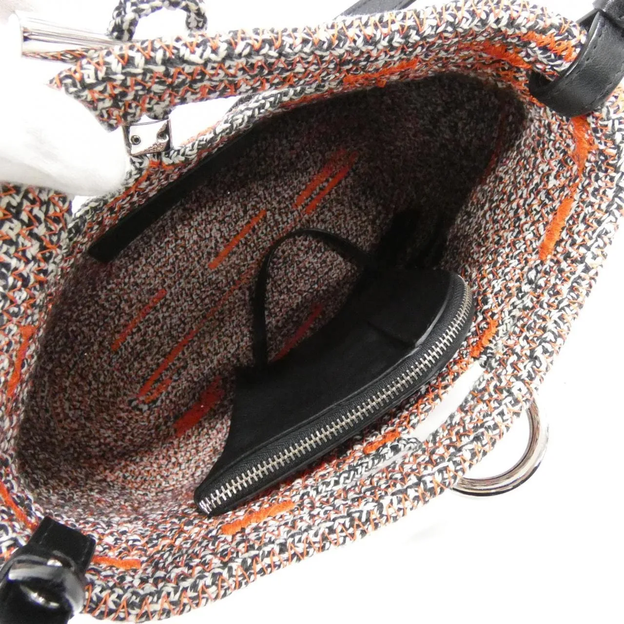 BALENCIAGA 380687 KZF1N Handbag Canvas 黑色 帆布 中古品B - 縮圖 8