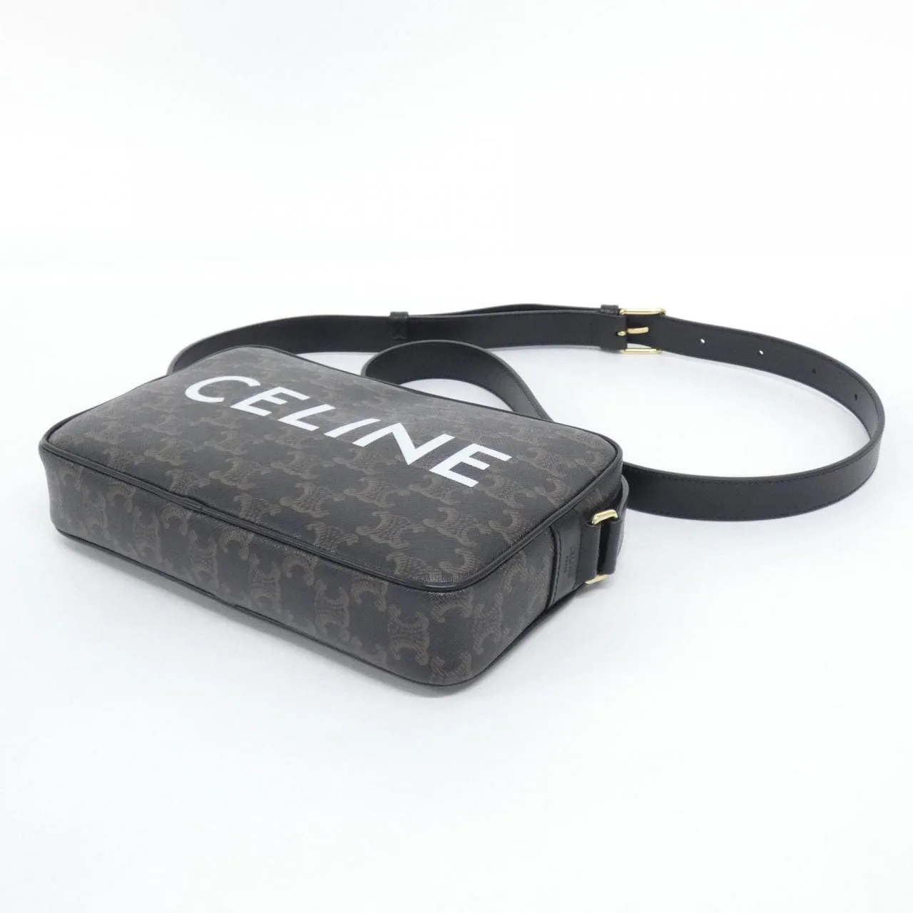 CELINE Triomphe 194502CIM Shoulder Canvas 黑色 帆布 中古品A - 縮圖 3