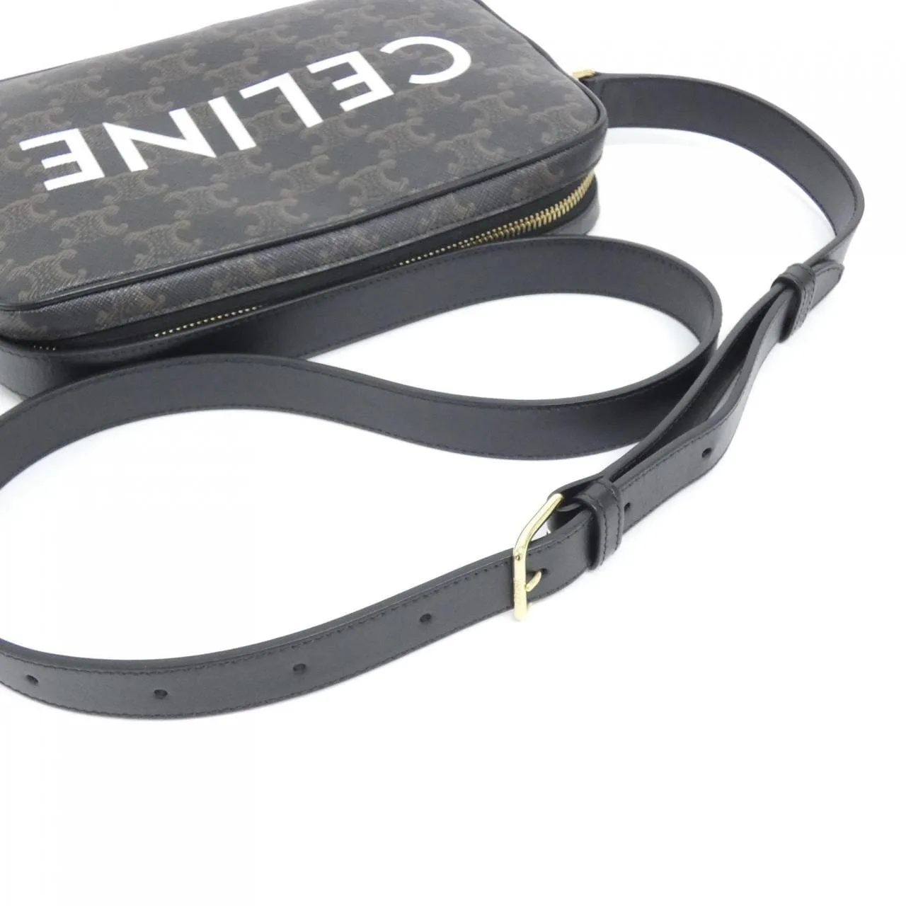 CELINE Triomphe 194502CIM Shoulder Canvas 黑色 帆布 中古品A - 縮圖 5