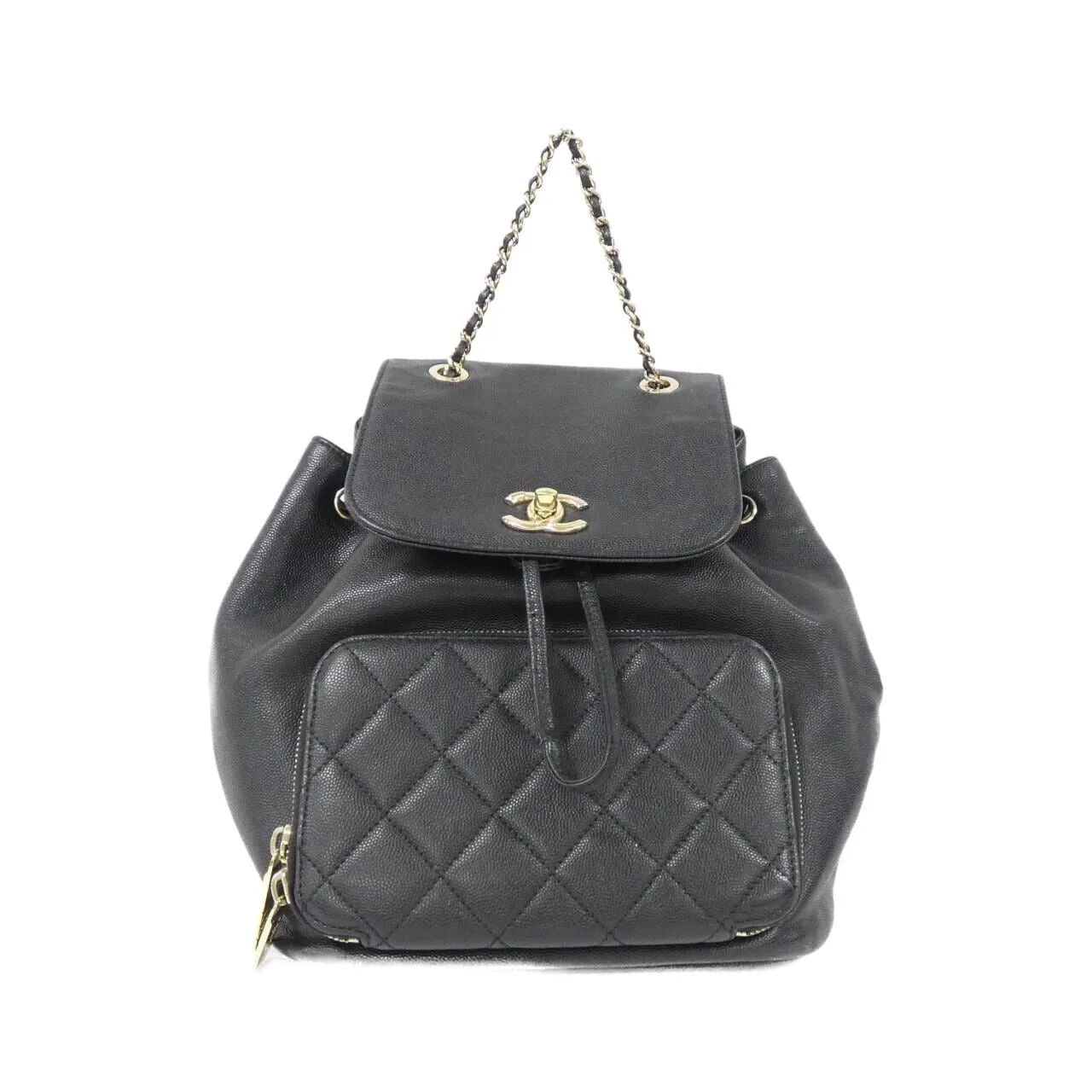 CHANEL 93748 Backpack Grained Calfskin Black
