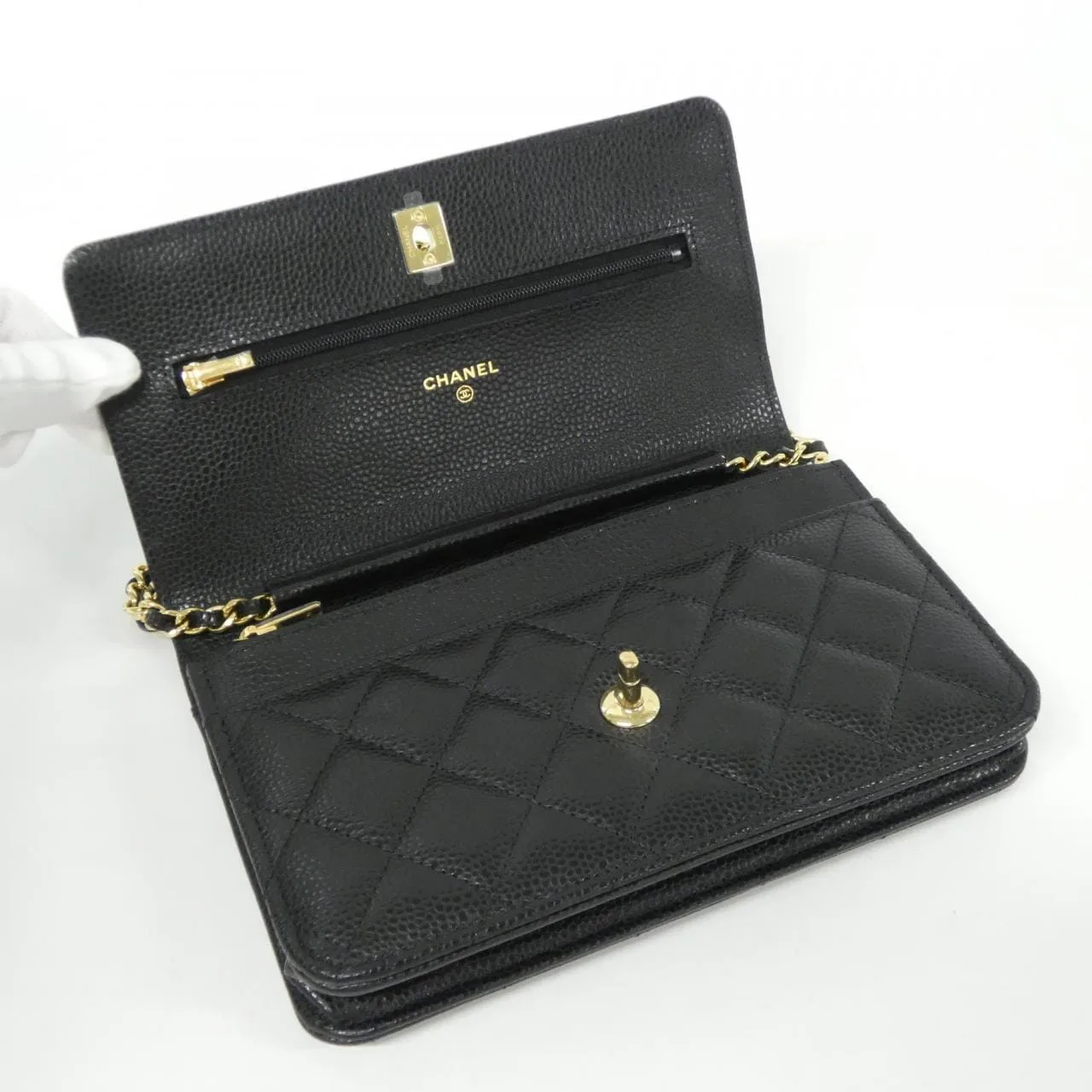 CHANEL AP4241 Wallet Grained Calfskin Black Grained Calfskin Rank A - Thumbnail 7