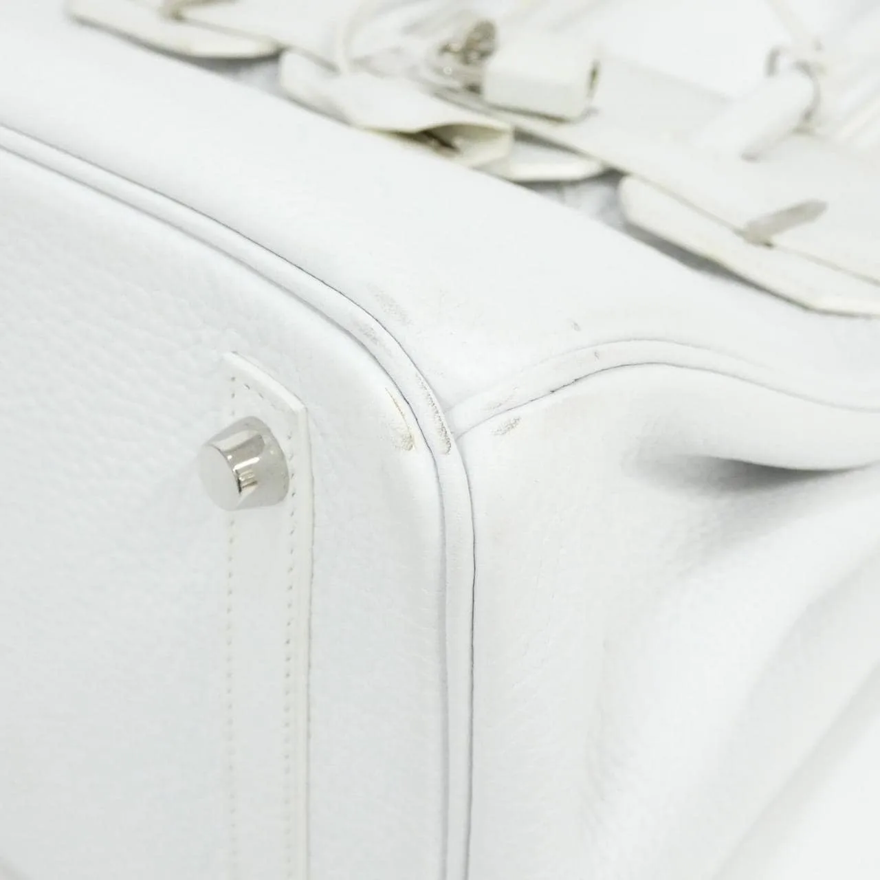 HERMES Birkin 030335CK Handbag Clemence White Clemence Leather Rank B - Thumbnail 3