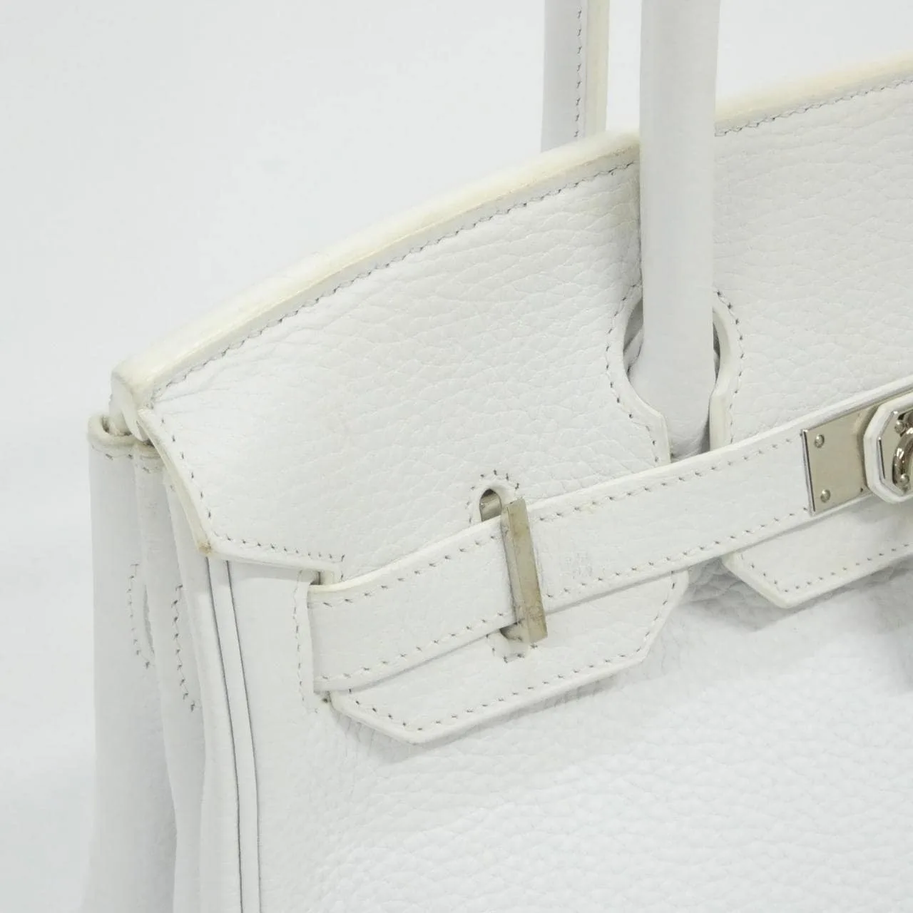 HERMES Birkin 030335CK Handbag Clemence White Clemence Leather Rank B - Thumbnail 6