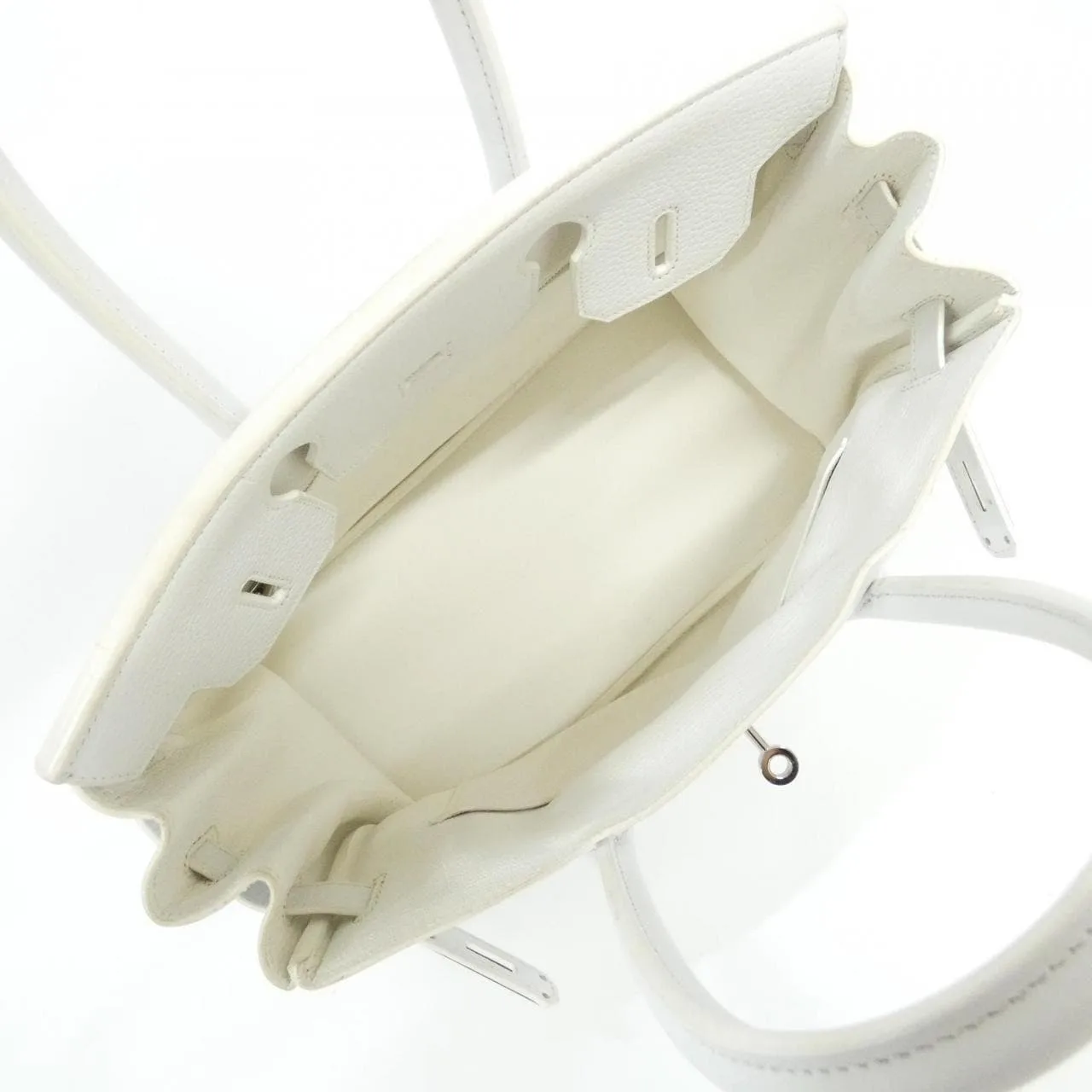 HERMES Birkin 030335CK Handbag Clemence White Clemence Leather Rank B - Thumbnail 9