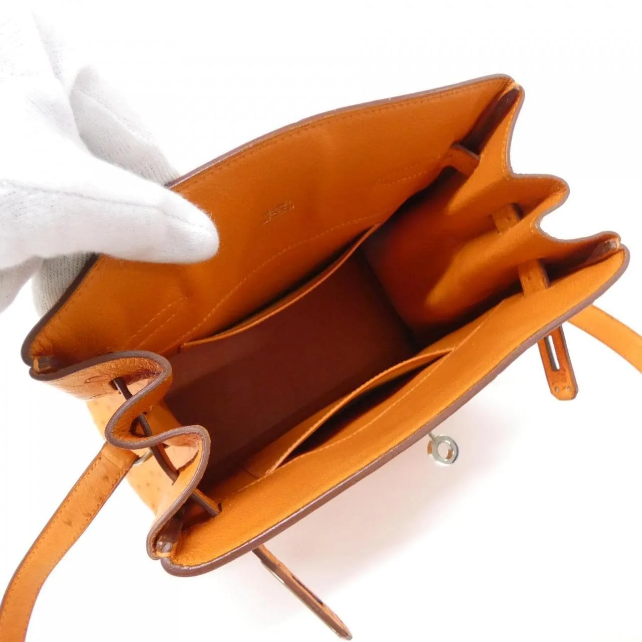 HERMES Kelly Shoulder Ostrich Orange Ostrich Rank A - Thumbnail 6