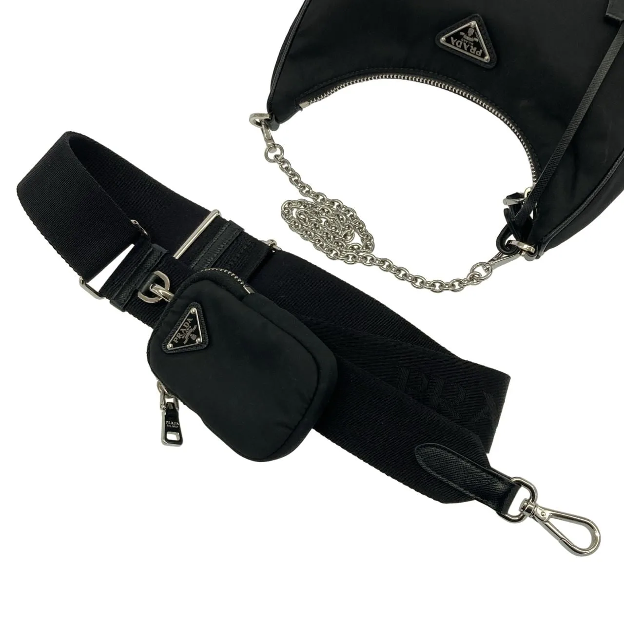 PRADA 1BH204 Shoulder 黑色 中古品A - 縮圖 8