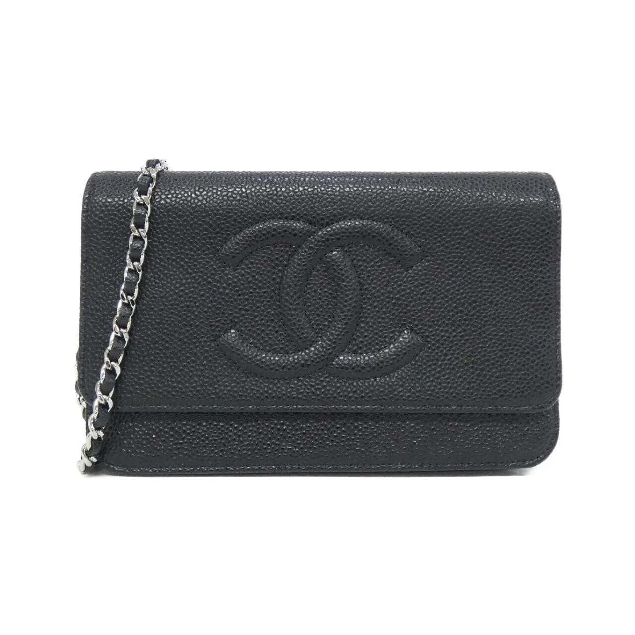 CHANEL 48654 Wallet Grained Calfskin Black
