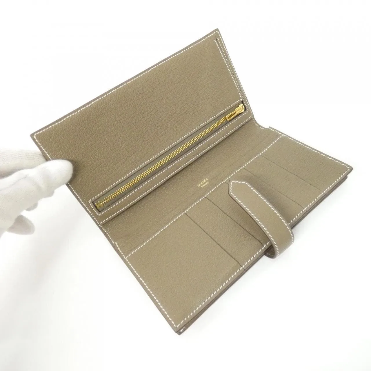 HERMES 039078CC Wallet Etoupe Rank A - Thumbnail 6