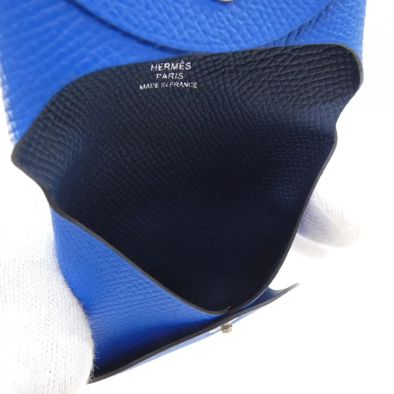 HERMES 078357CK Coin Case Epsom 藍色 Epsom 皮 中古品A - 縮圖 3