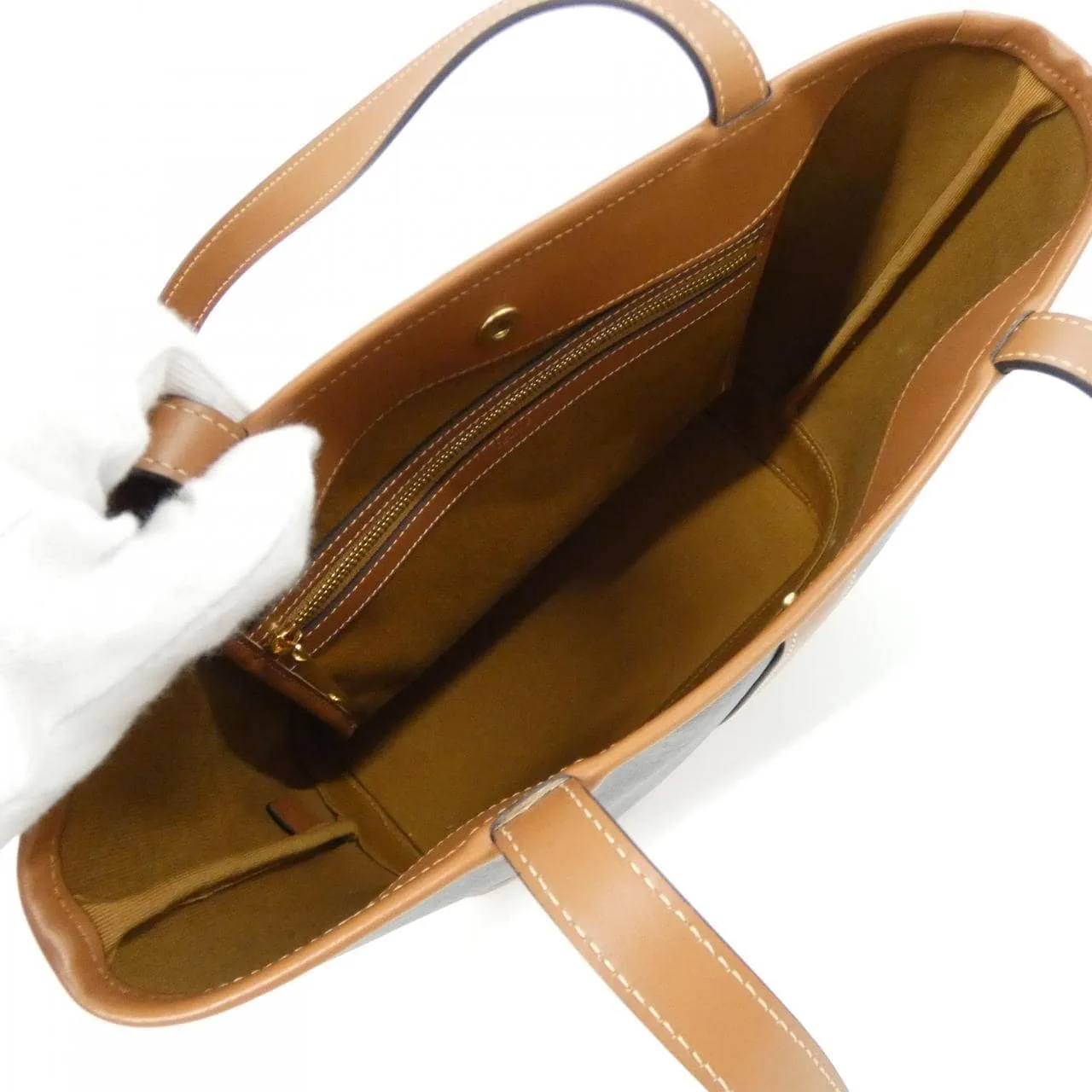 CELINE Cabas 115082CAS Handbag Canvas 黑色 帆布 中古品A - 縮圖 8