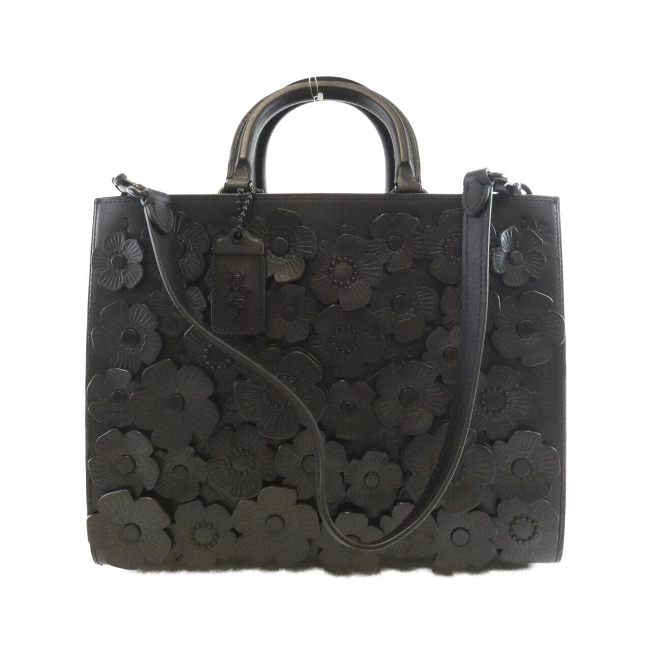 COACH CV467 Handbag Leather Black