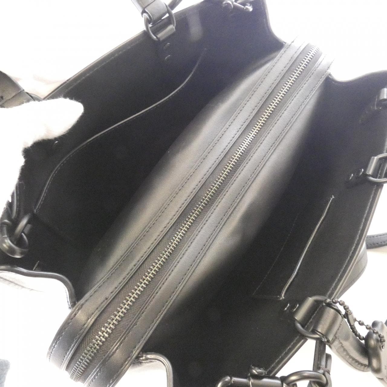 COACH CV467 Handbag Leather 黑色 皮革 中古品A - 縮圖 5