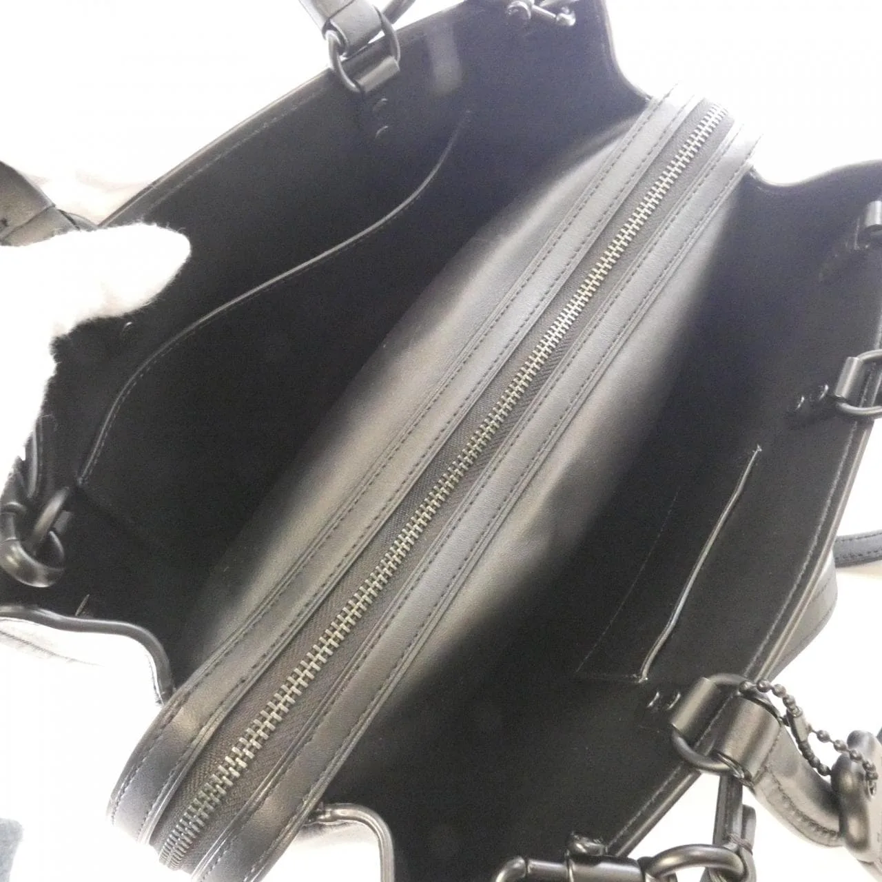 COACH CV467 Handbag Leather 黑色 皮革 中古品A - 縮圖 5