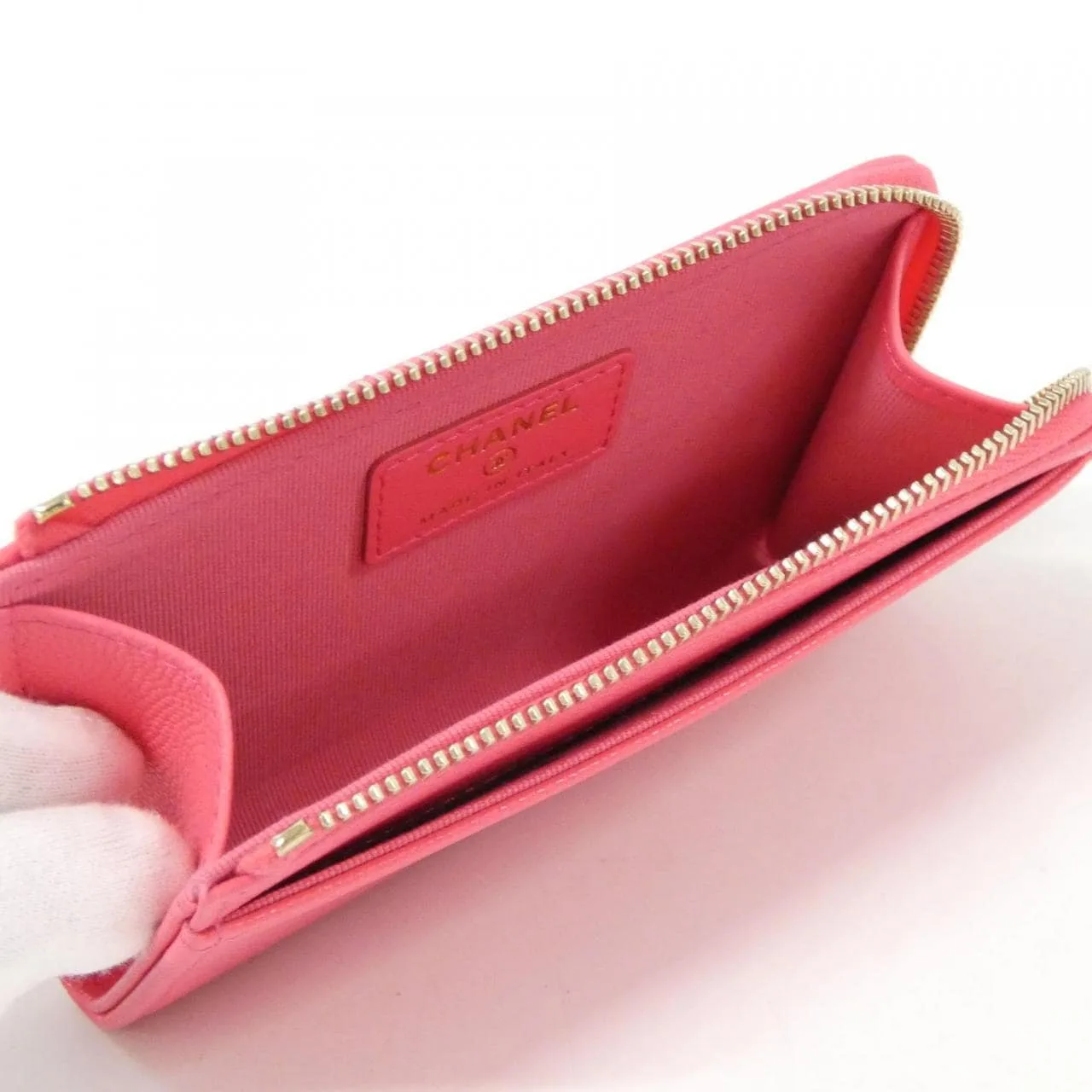 CHANEL AP4661 Card Case Grained Calfskin 粉色 荔枝紋牛皮 未使用品 - 縮圖 4