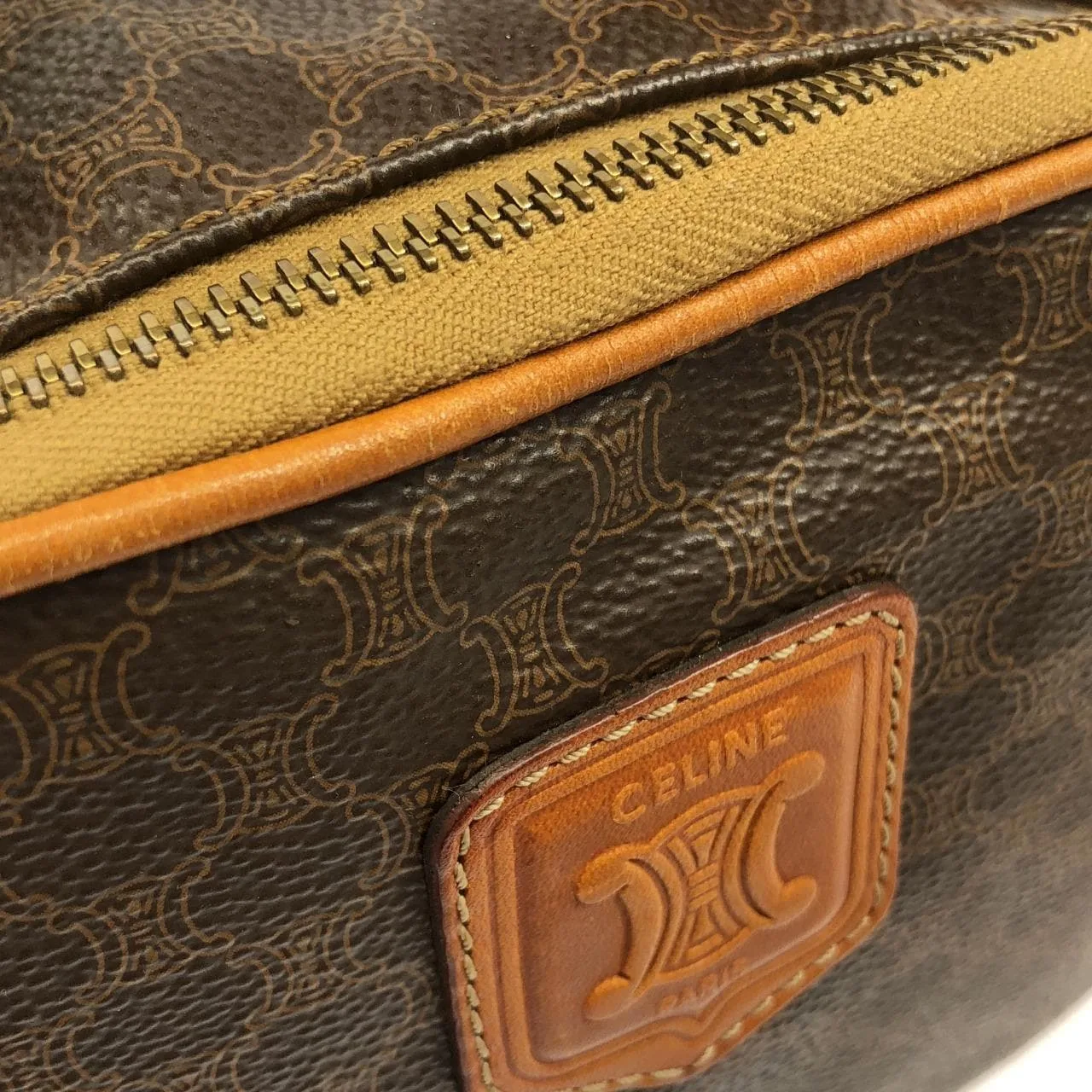 CELINE Handbag Canvas 棕色 帆布 中古品B - 縮圖 4