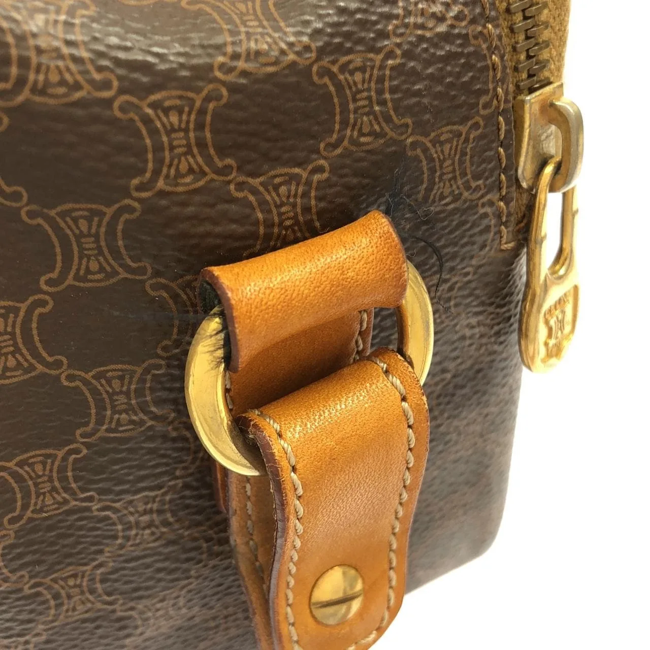 CELINE Handbag Canvas 棕色 帆布 中古品B - 縮圖 5