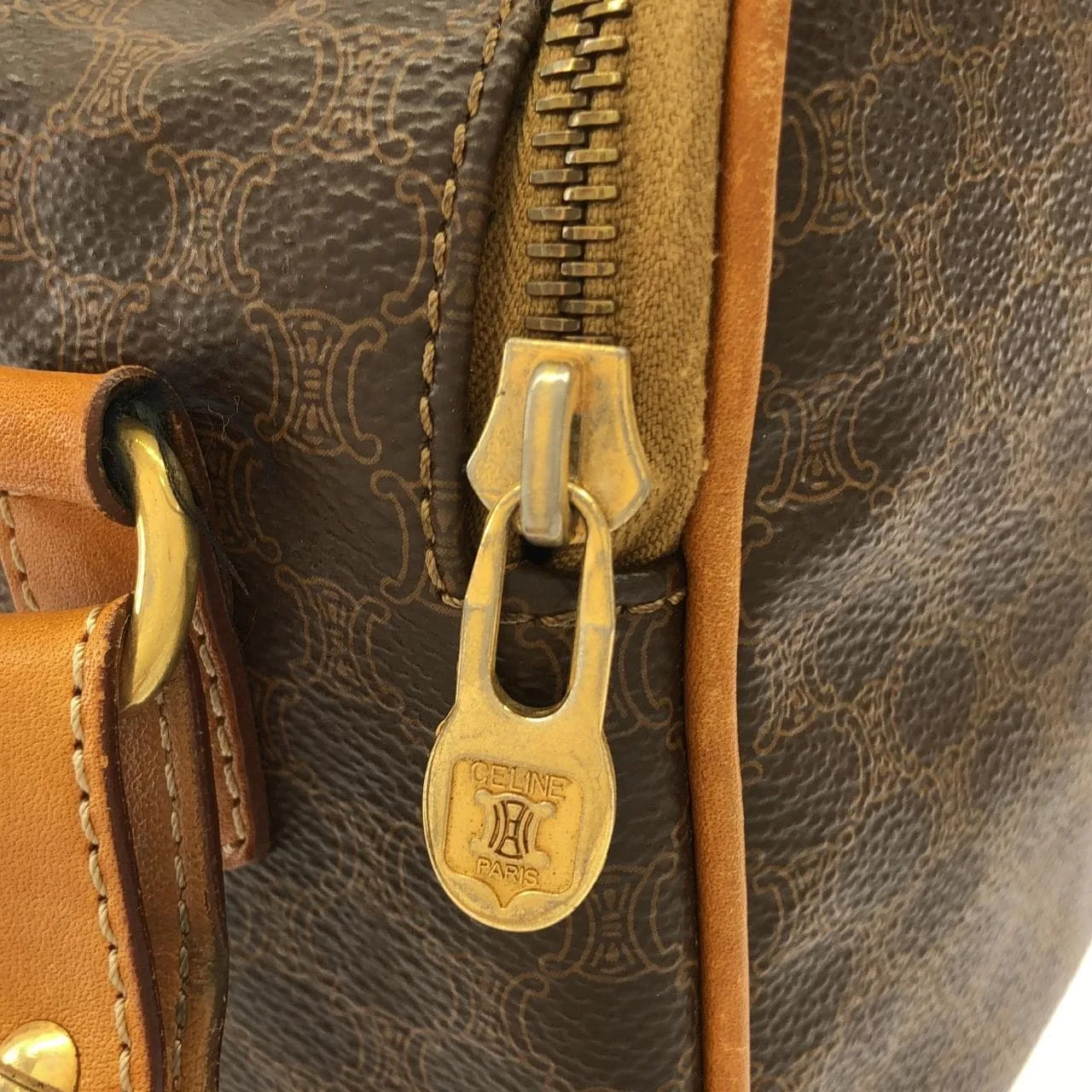 CELINE Handbag Canvas 棕色 帆布 中古品B - 縮圖 7