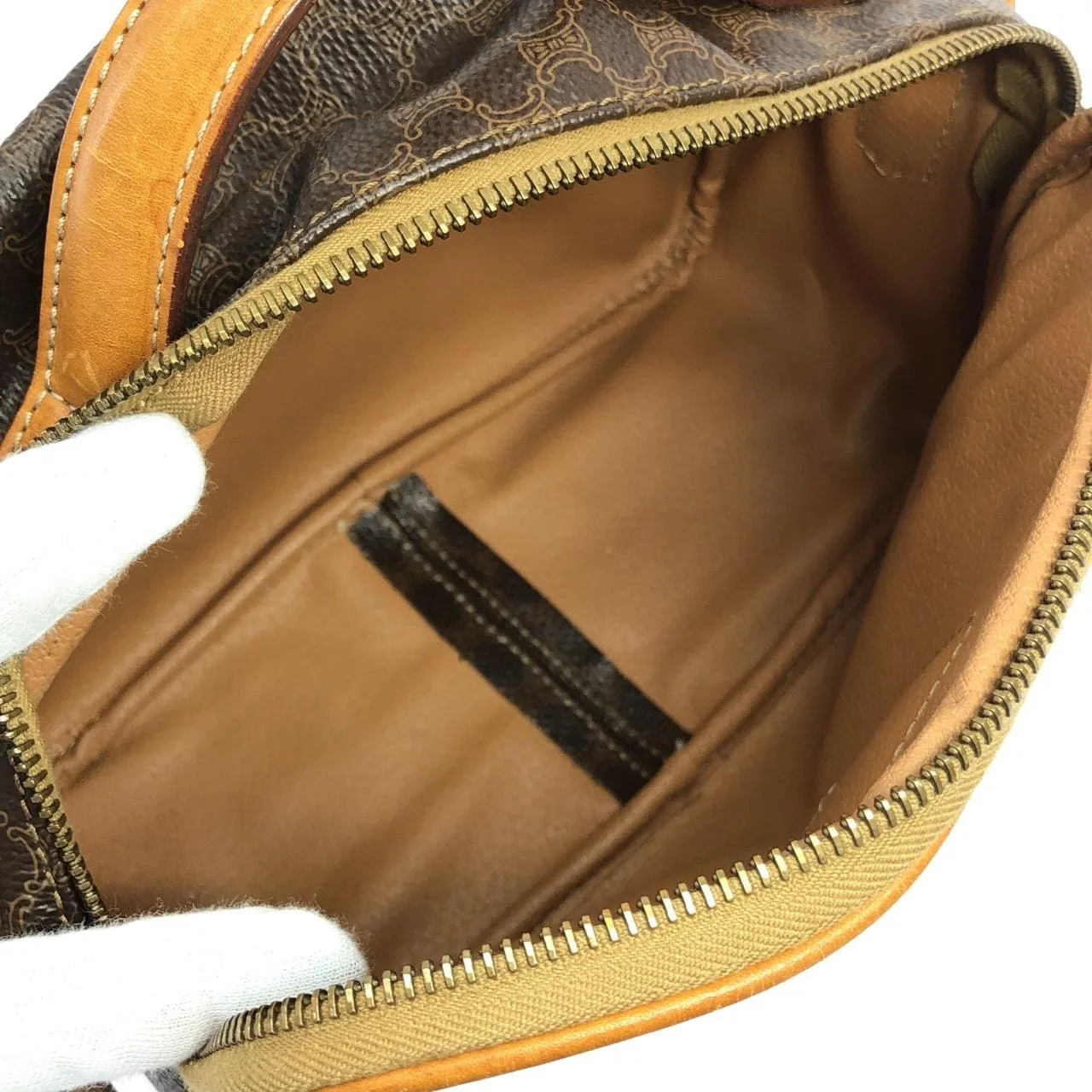 CELINE Handbag Canvas 棕色 帆布 中古品B - 縮圖 9