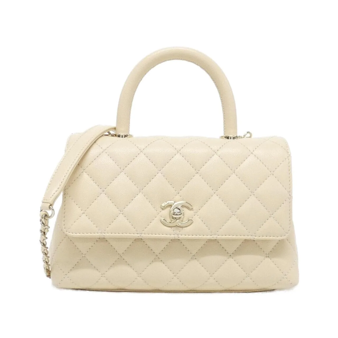CHANEL Matelasse 92990 Handbag Grained Calfskin Beige