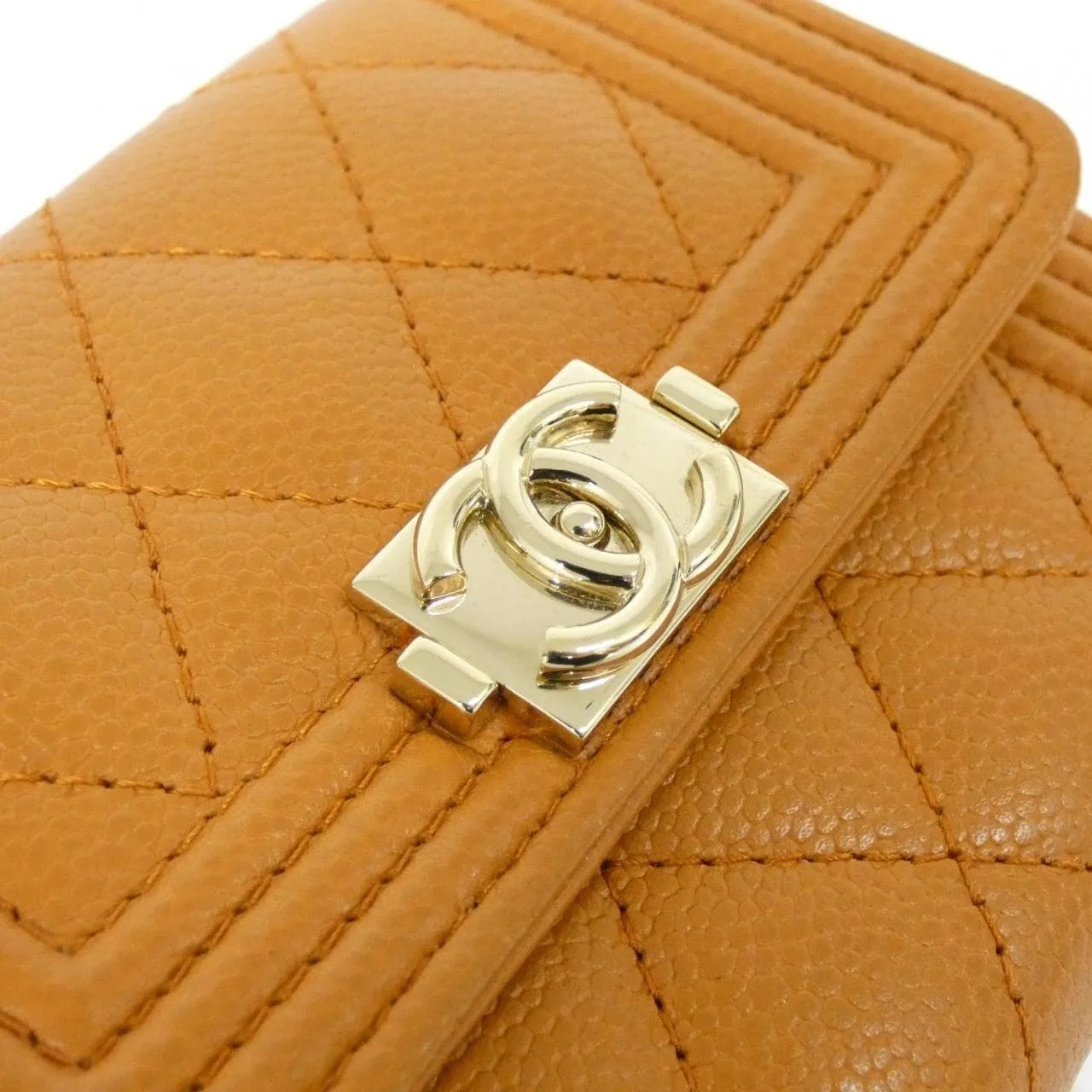 CHANEL Boy Chanel AP2206 Wallet Grained Calfskin 棕色 荔枝紋牛皮 中古品A - 縮圖 4