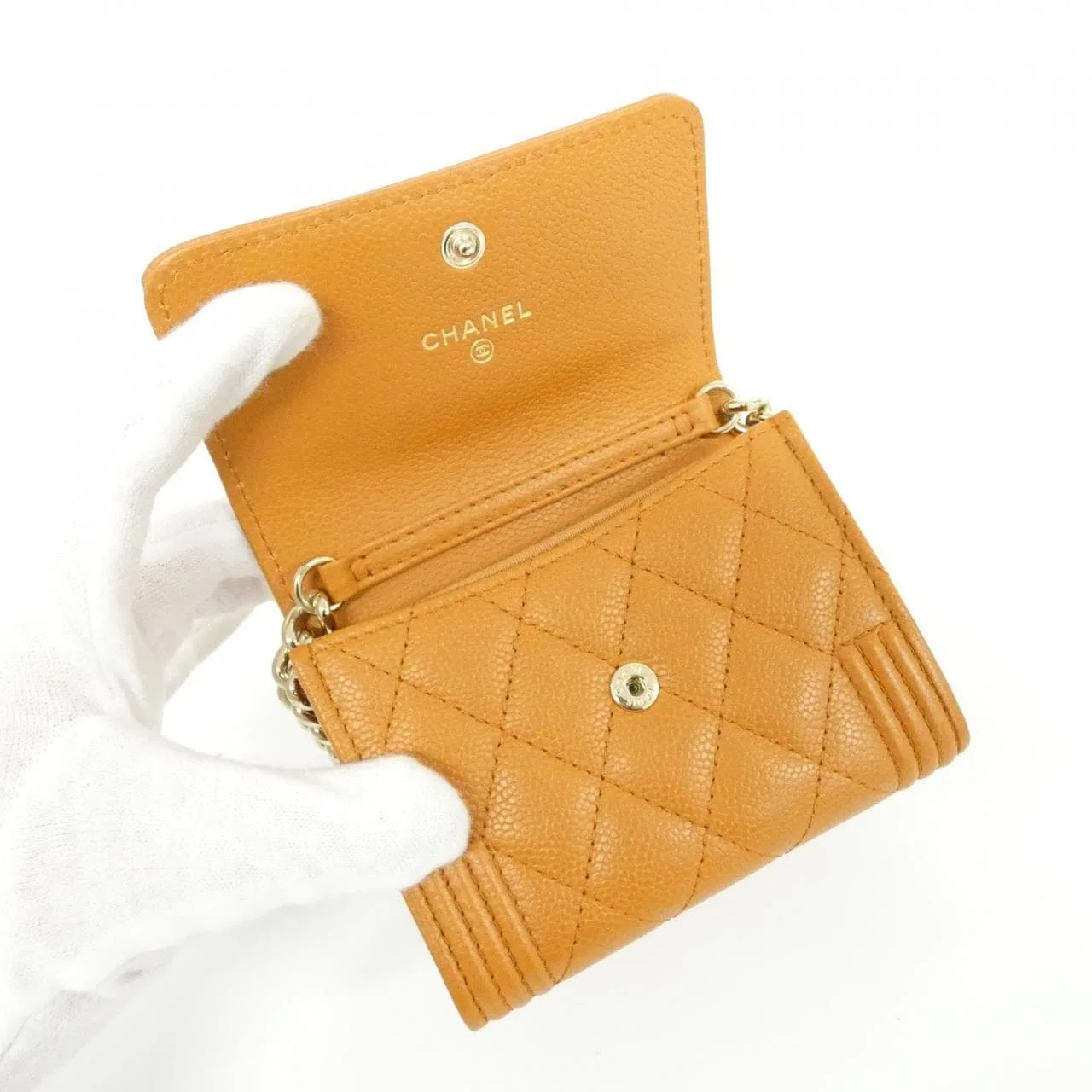 CHANEL Boy Chanel AP2206 Wallet Grained Calfskin 棕色 荔枝紋牛皮 中古品A - 縮圖 7