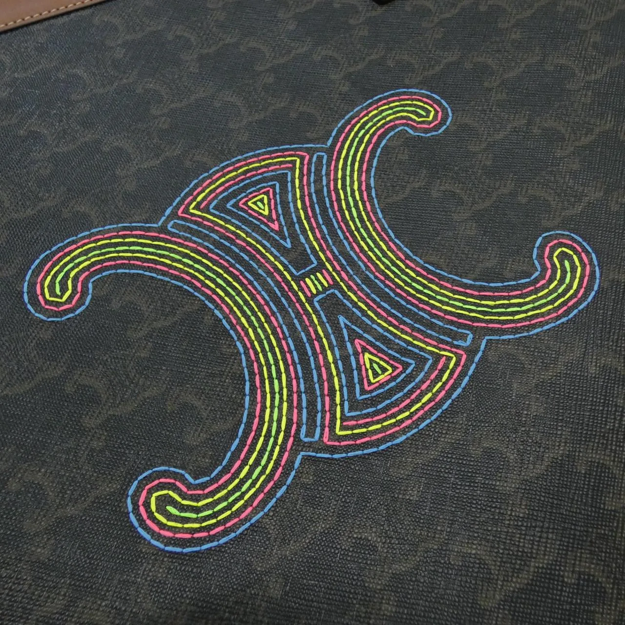 CELINE 196952EGG Handbag Canvas Multicolor 帆布 中古品A - 縮圖 4