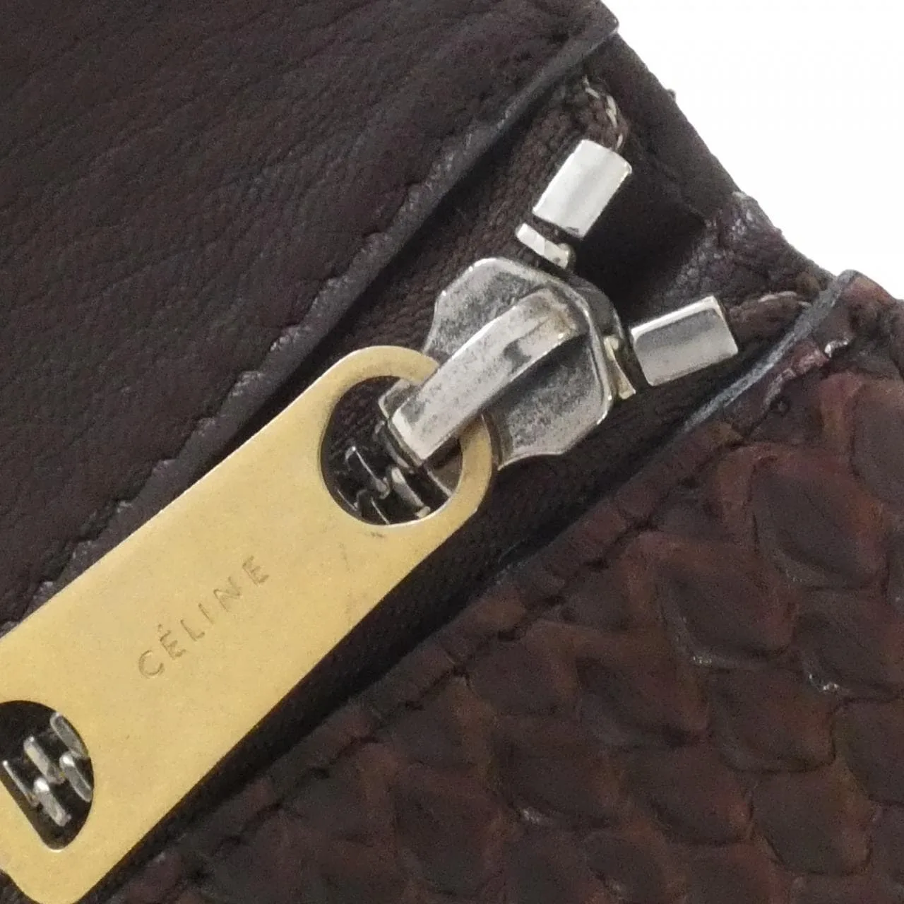 CELINE Handbag Python Brown Python Rank A - Thumbnail 7