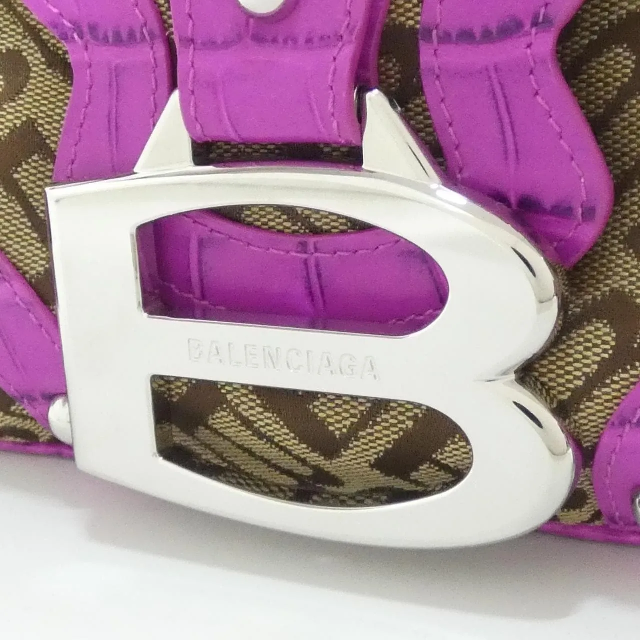 BALENCIAGA 805260 2ABBV Shoulder Canvas 黑色 帆布 中古品A - 縮圖 4