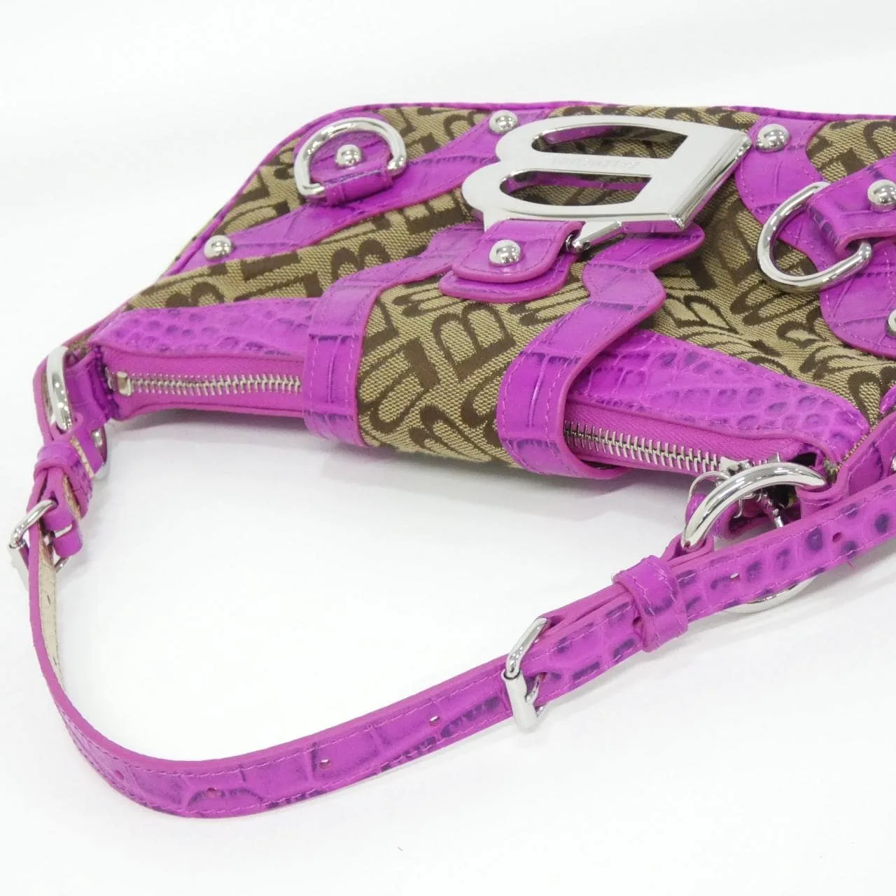 BALENCIAGA 805260 2ABBV Shoulder Canvas 黑色 帆布 中古品A - 縮圖 7