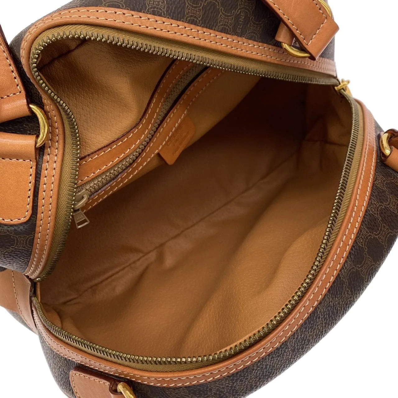 CELINE Handbag Canvas 棕色 帆布 中古品A - 縮圖 6