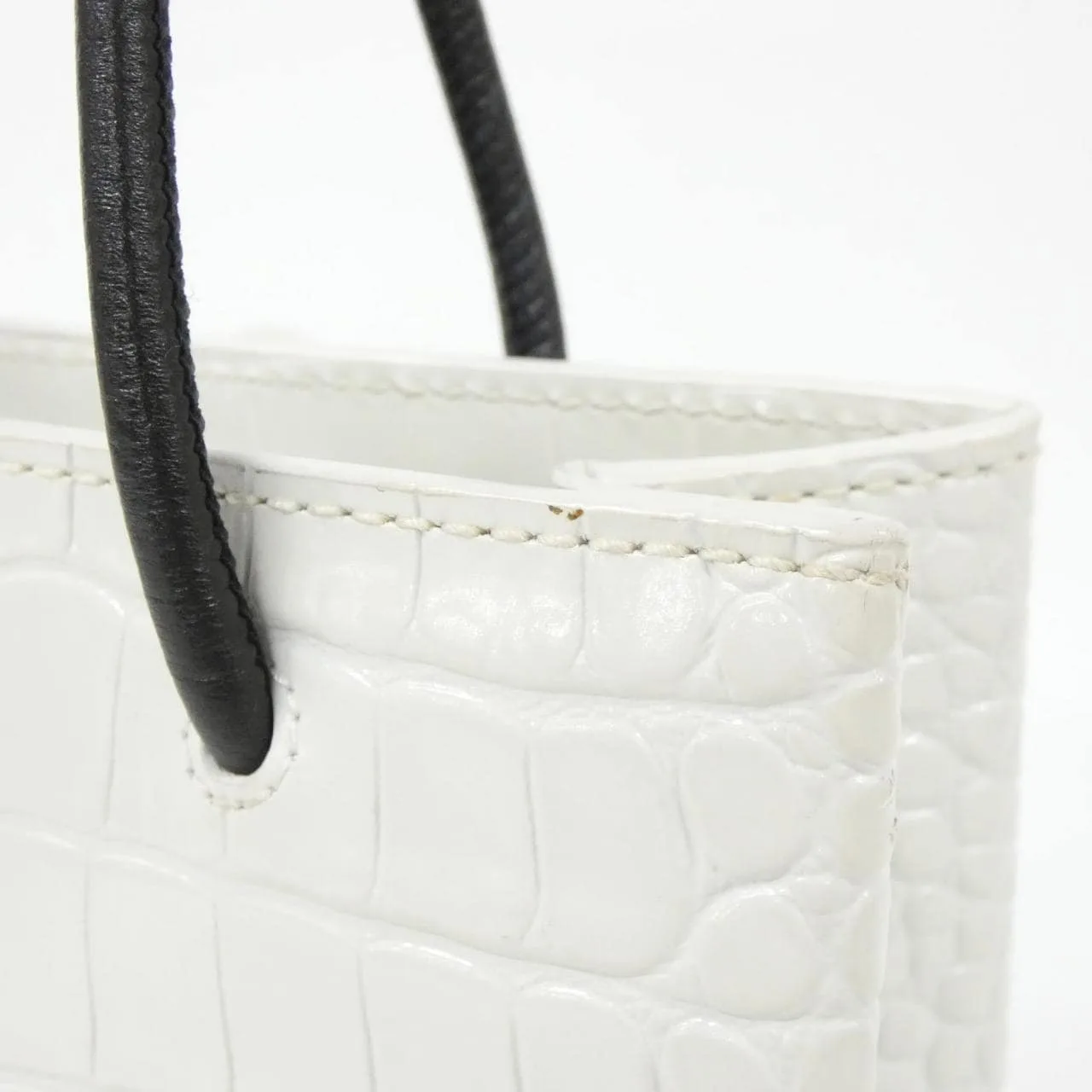 BALENCIAGA 597858 1U61N Tote Leather 黑色 皮革 中古品A - 縮圖 4