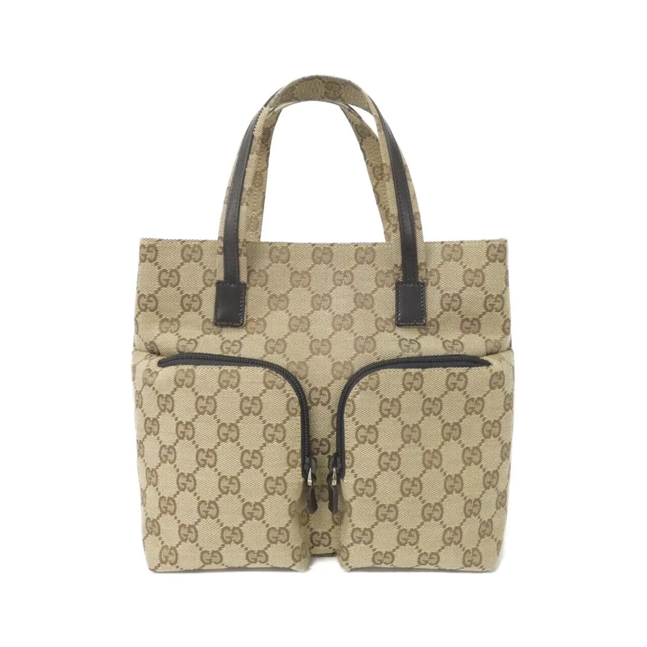 GUCCI 002 1080 Handbag Canvas Beige