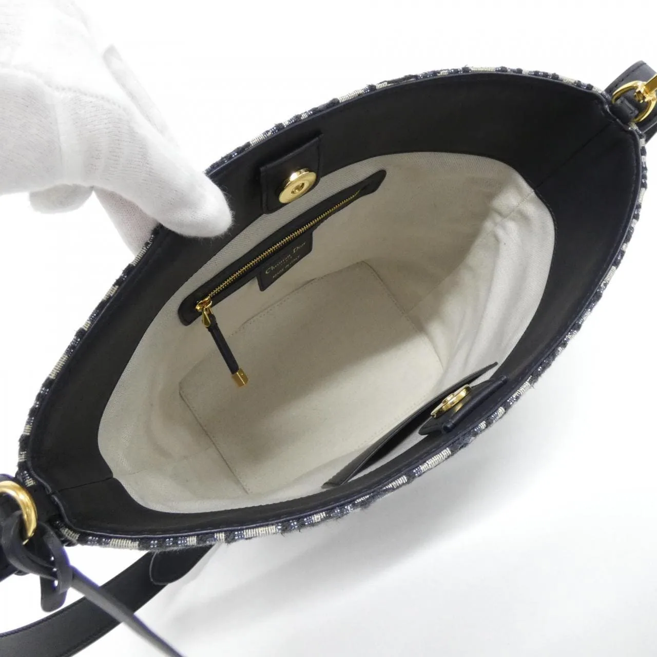 DIOR M2854UTZQ Handbag Canvas 黑色 帆布 中古品A - 縮圖 6