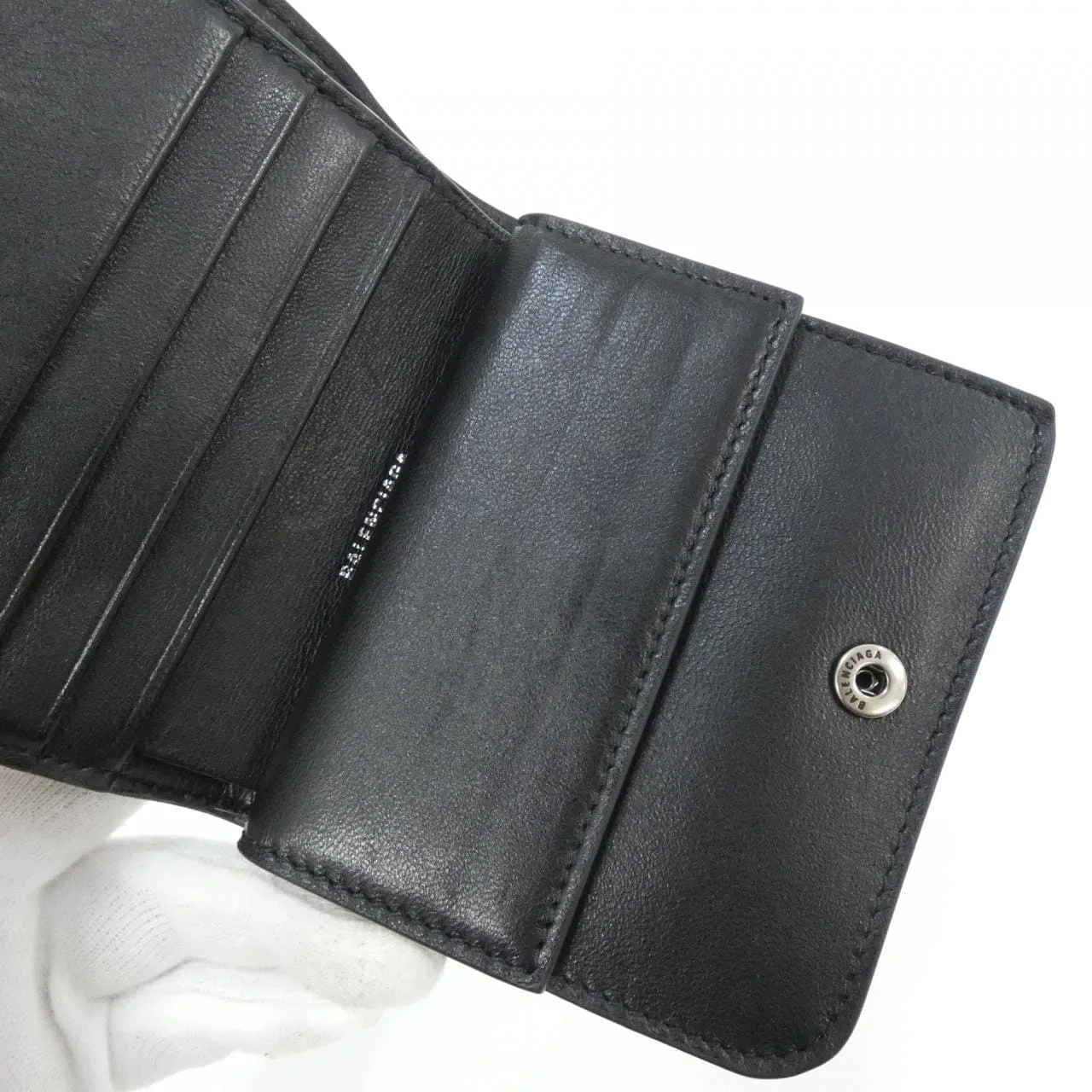 BALENCIAGA 765459 2AASE Wallet Lambskin Black Lambskin Rank A - Thumbnail 8