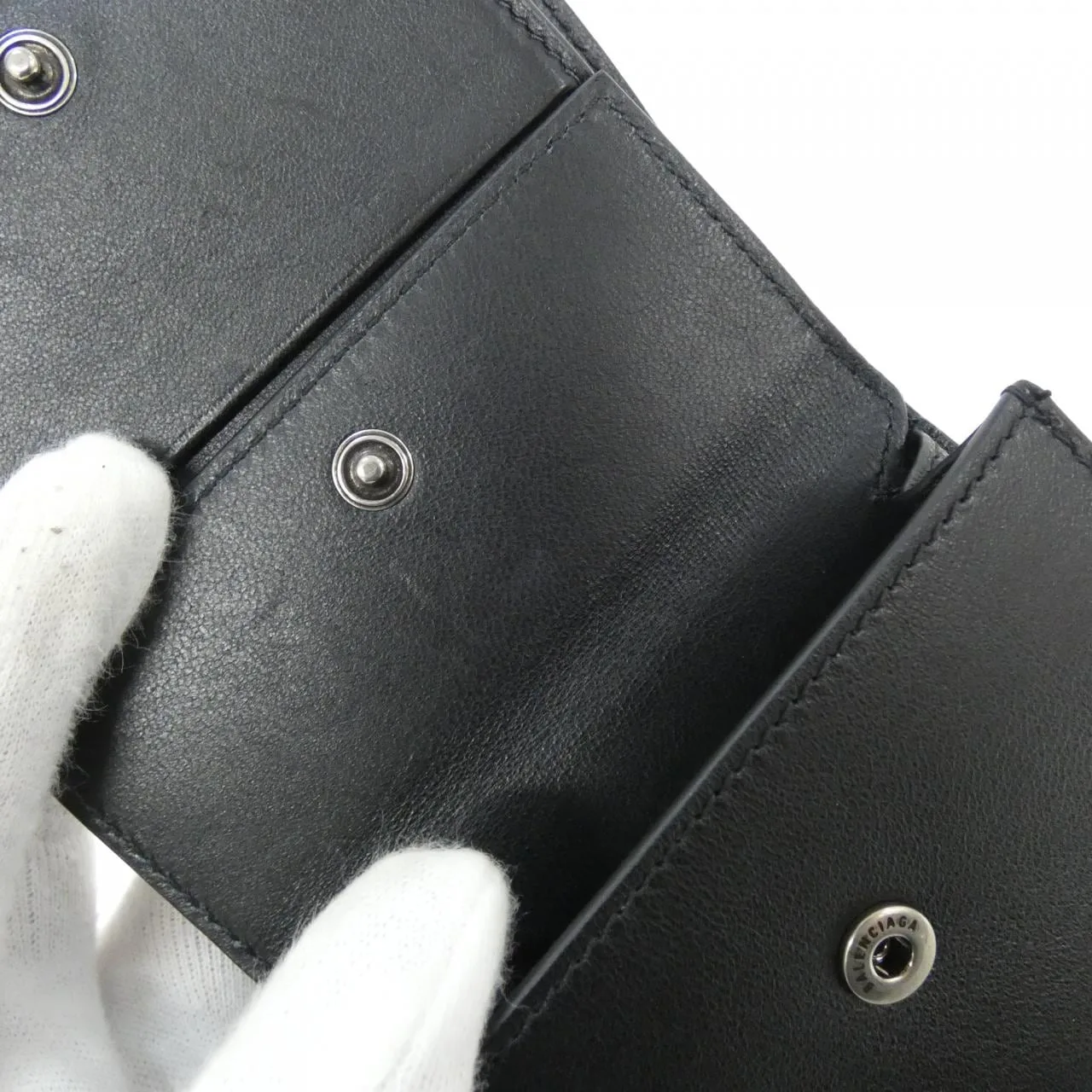 BALENCIAGA 765459 2AASE Wallet Lambskin Black Lambskin Rank A - Thumbnail 10