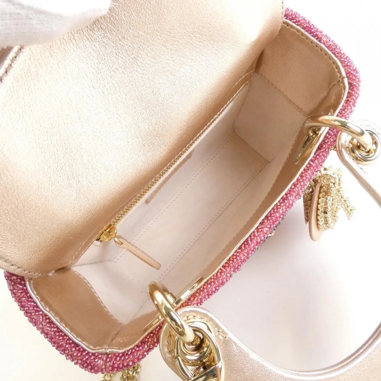 DIOR Lady Dior M0505ORHR Handbag Satin 黑色 緞面 中古品B - 縮圖 8