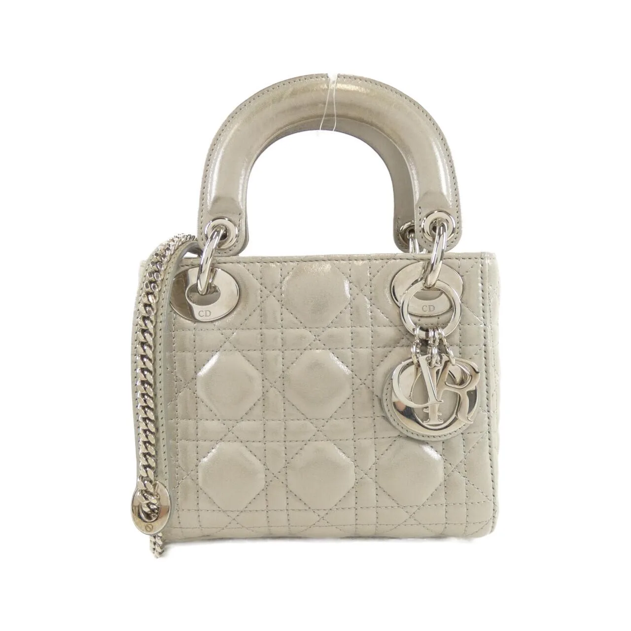 DIOR Lady Dior Handbag Leather Grey