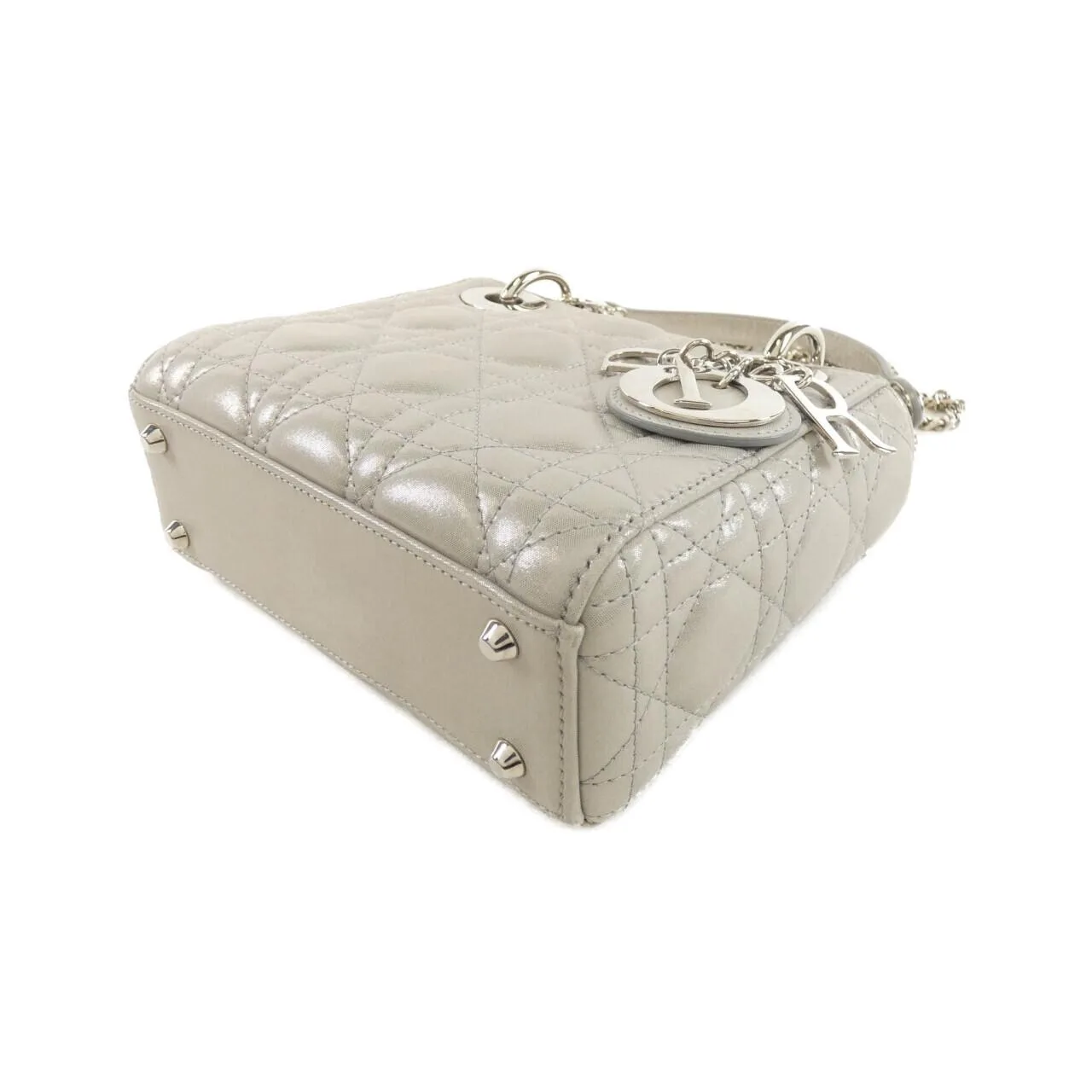 DIOR Lady Dior Handbag Leather 灰色 皮革 中古品A - 縮圖 3