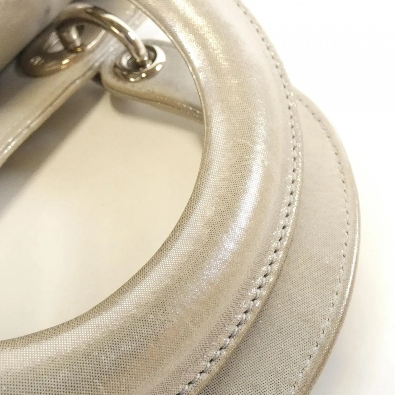 DIOR Lady Dior Handbag Leather 灰色 皮革 中古品A - 縮圖 7