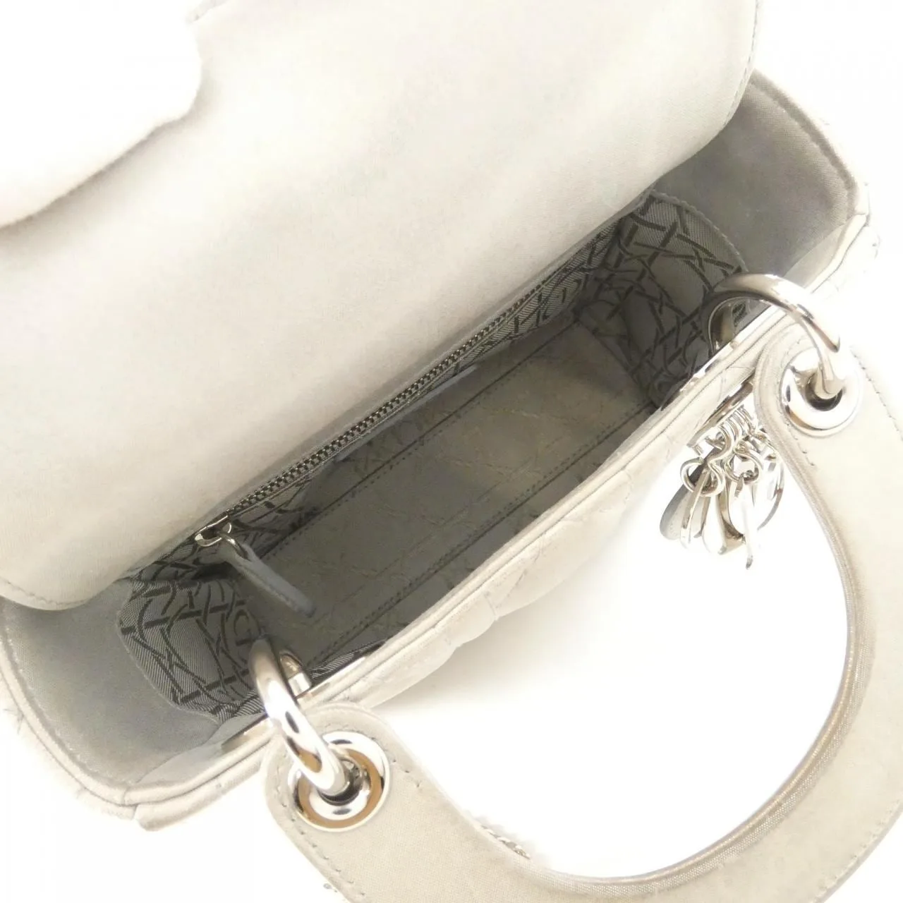 DIOR Lady Dior Handbag Leather 灰色 皮革 中古品A - 縮圖 8