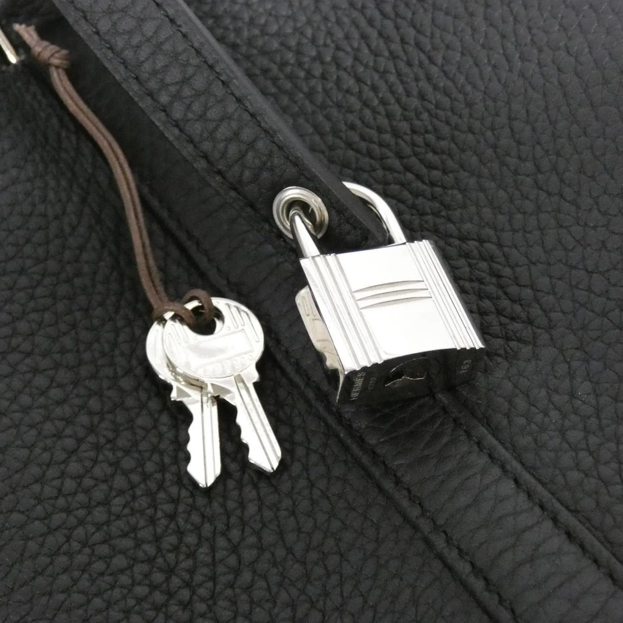 HERMES Picotin 056289CK Handbag Clemence Black Clemence Leather Rank A - Thumbnail 3